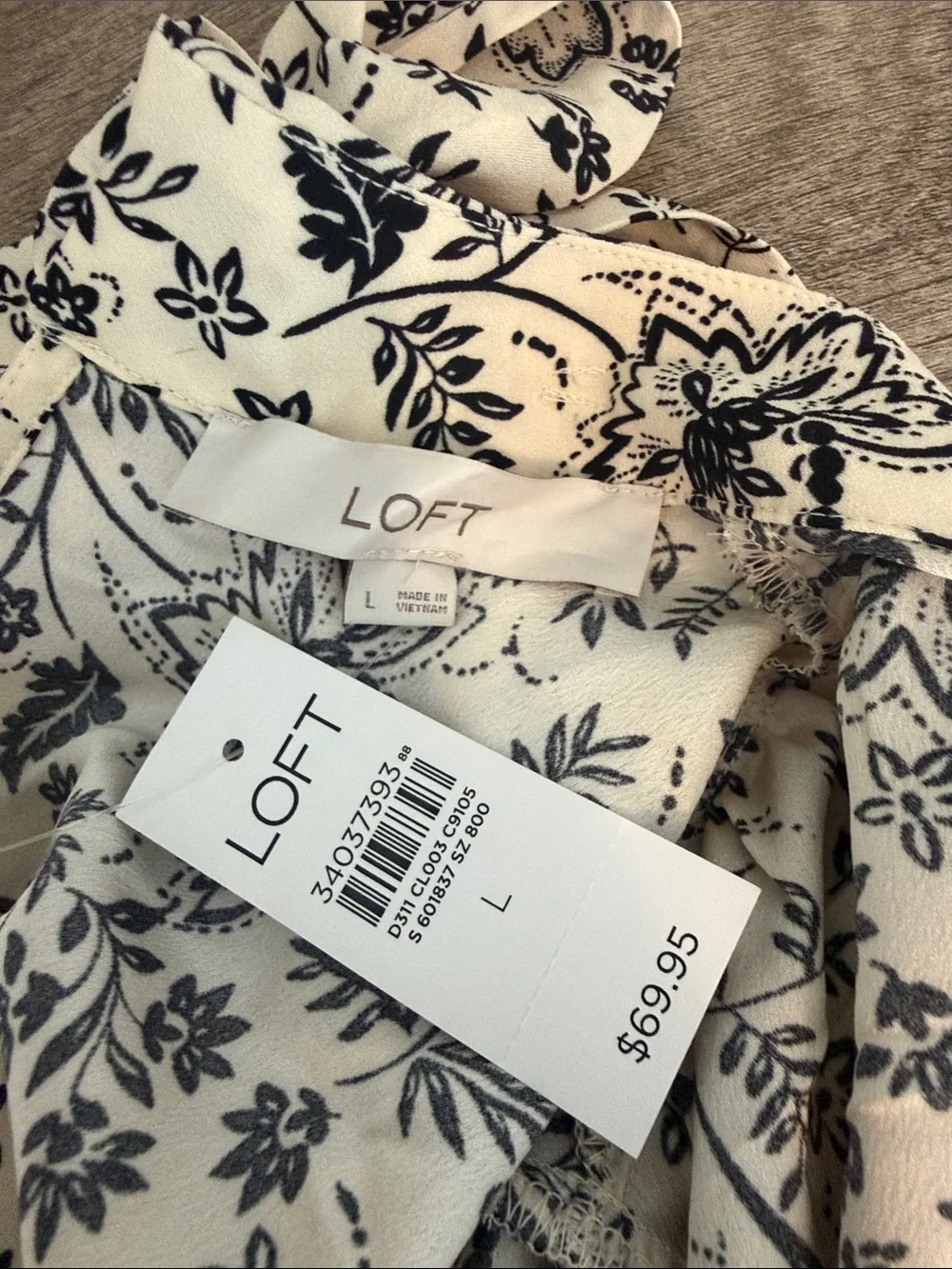 LOFT Mock Neck Floral Tie Back Blouse